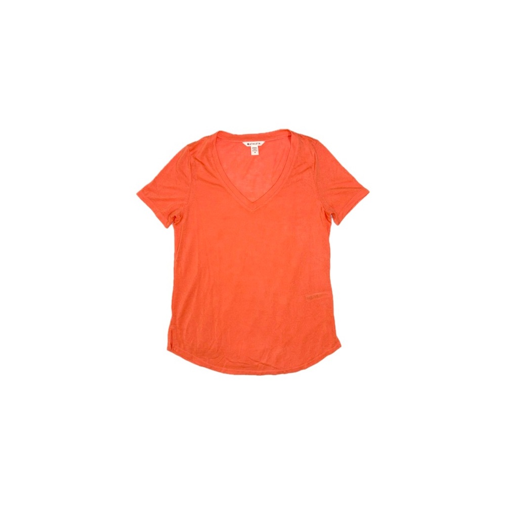Athleta Breezy Scoop V Tee Short Sleeve Tangerine Orange Coral Peach - Medium